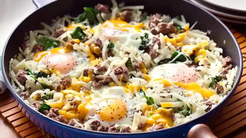 Pie Iron Hash Browns with Eggs & Cheese